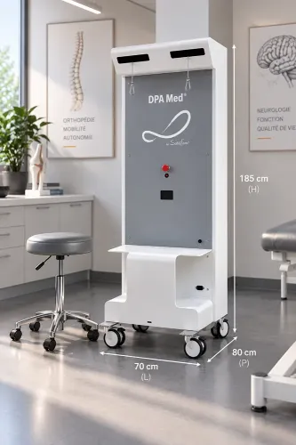 DPA Med installé sur table médicale dans un cabinet